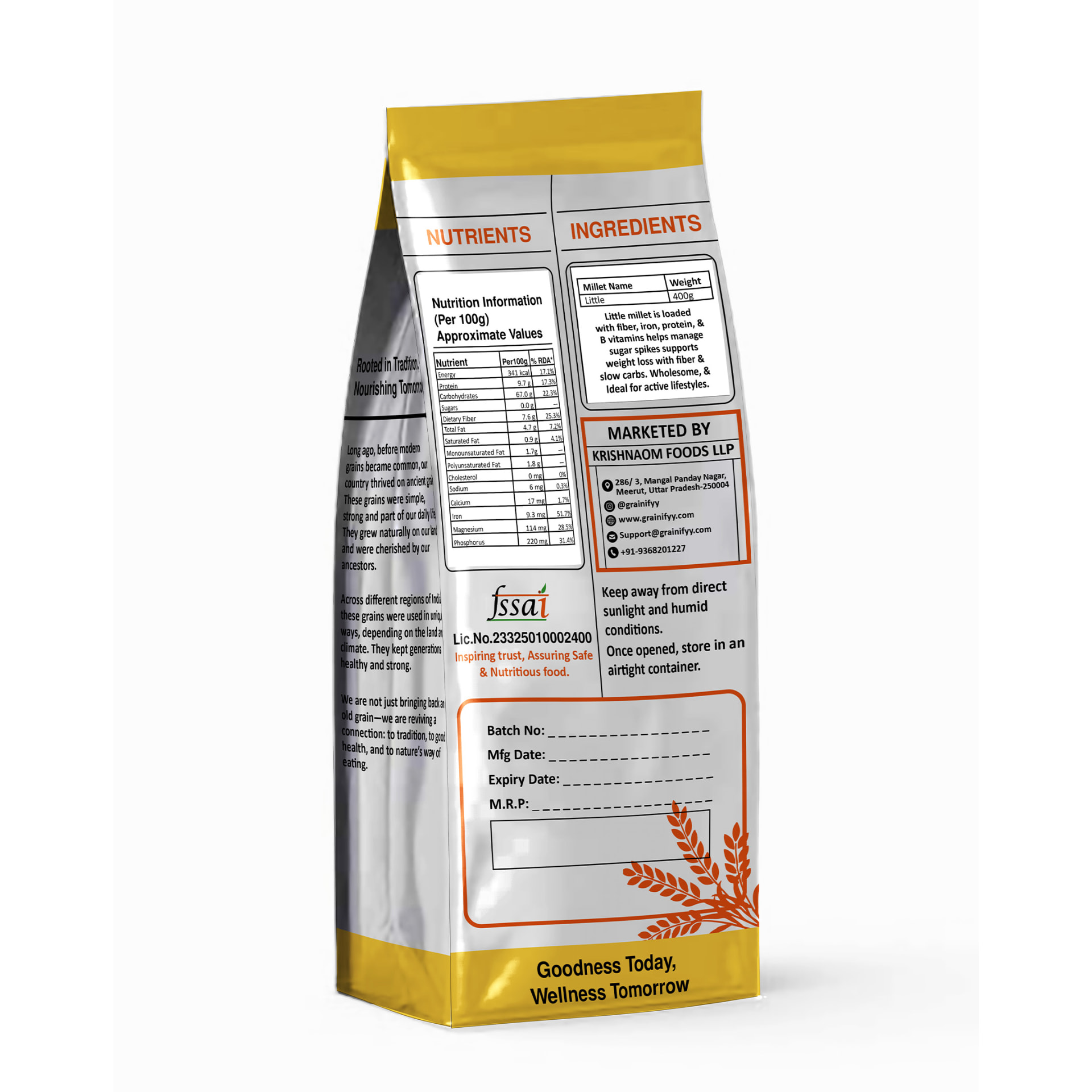 Grainifyy Little Millet pack, back