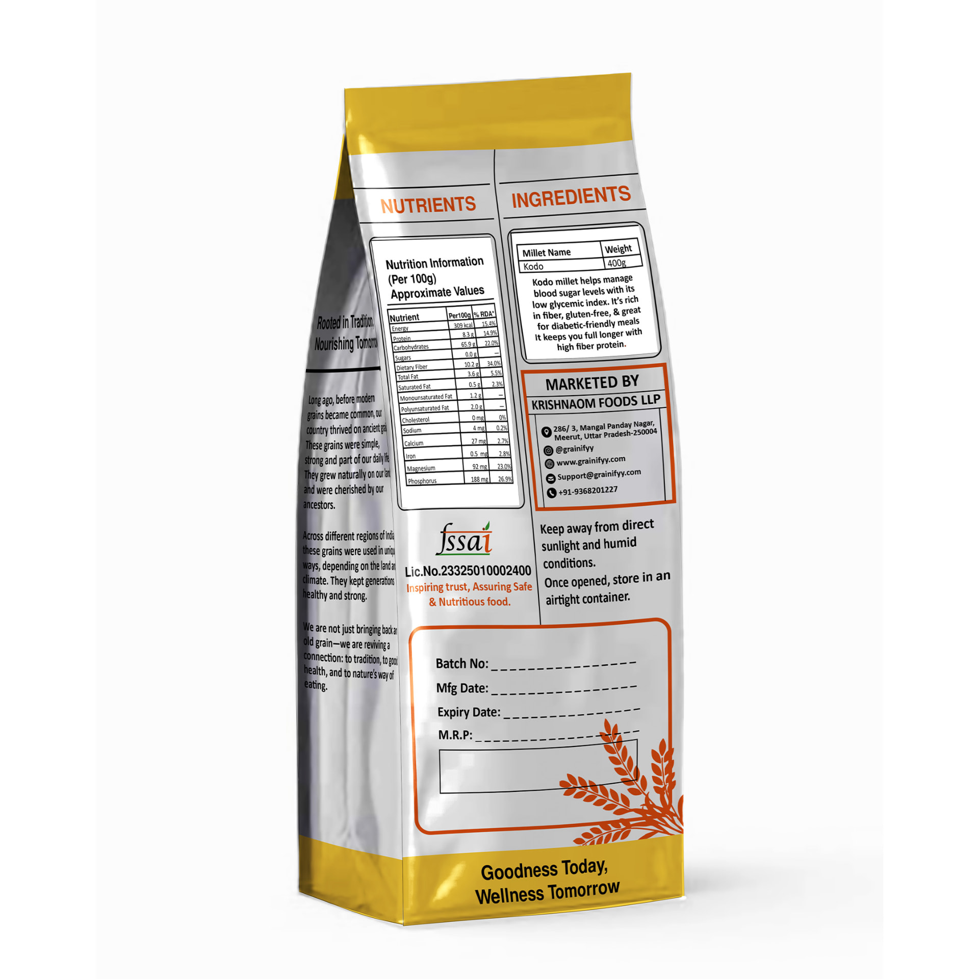 Grainifyy Kodo Millet pack, back